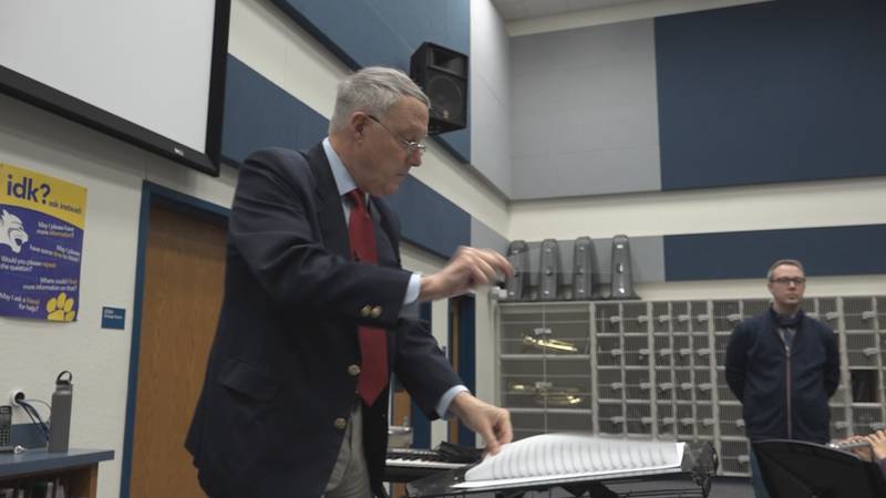 Retired Army Band Director, Colonel Thomas Palmatier at Heritage Middle School