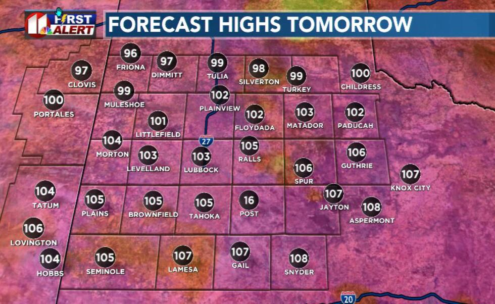 KCBD First Alert Weather Forecast Highs