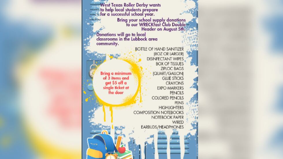 West texas roller derby school donations list