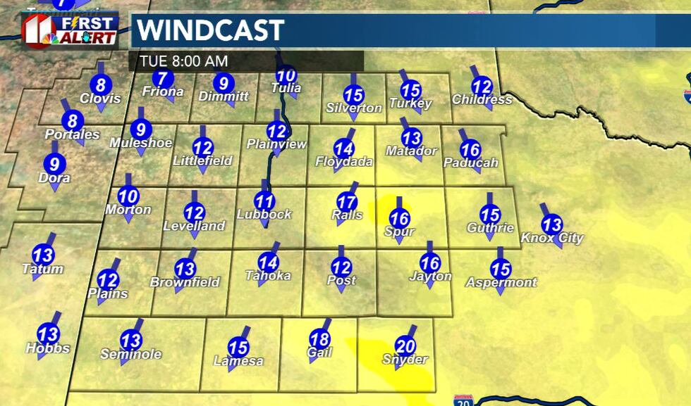Expecting another chilly morning for the South Plains on Wednesday, but not as cold as Tuesday...