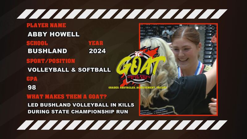 Bushland volleyball star Abby Howell named G.O.A.T. of the Week.