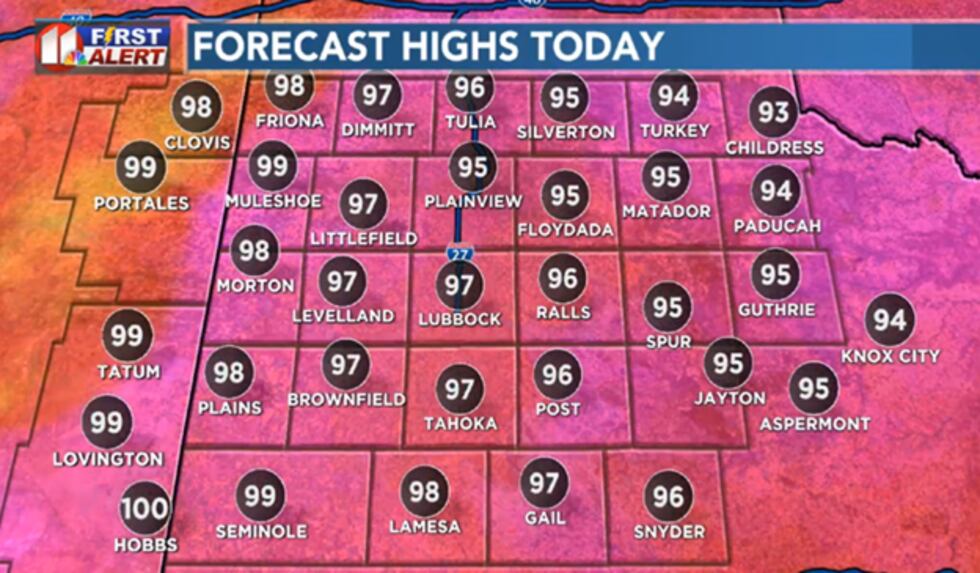 A hot afternoon with a chance of storms late in the day.