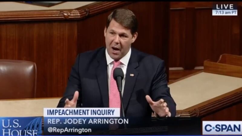 Jodey Arrington gives a speech on the floor of the House of Representatives.