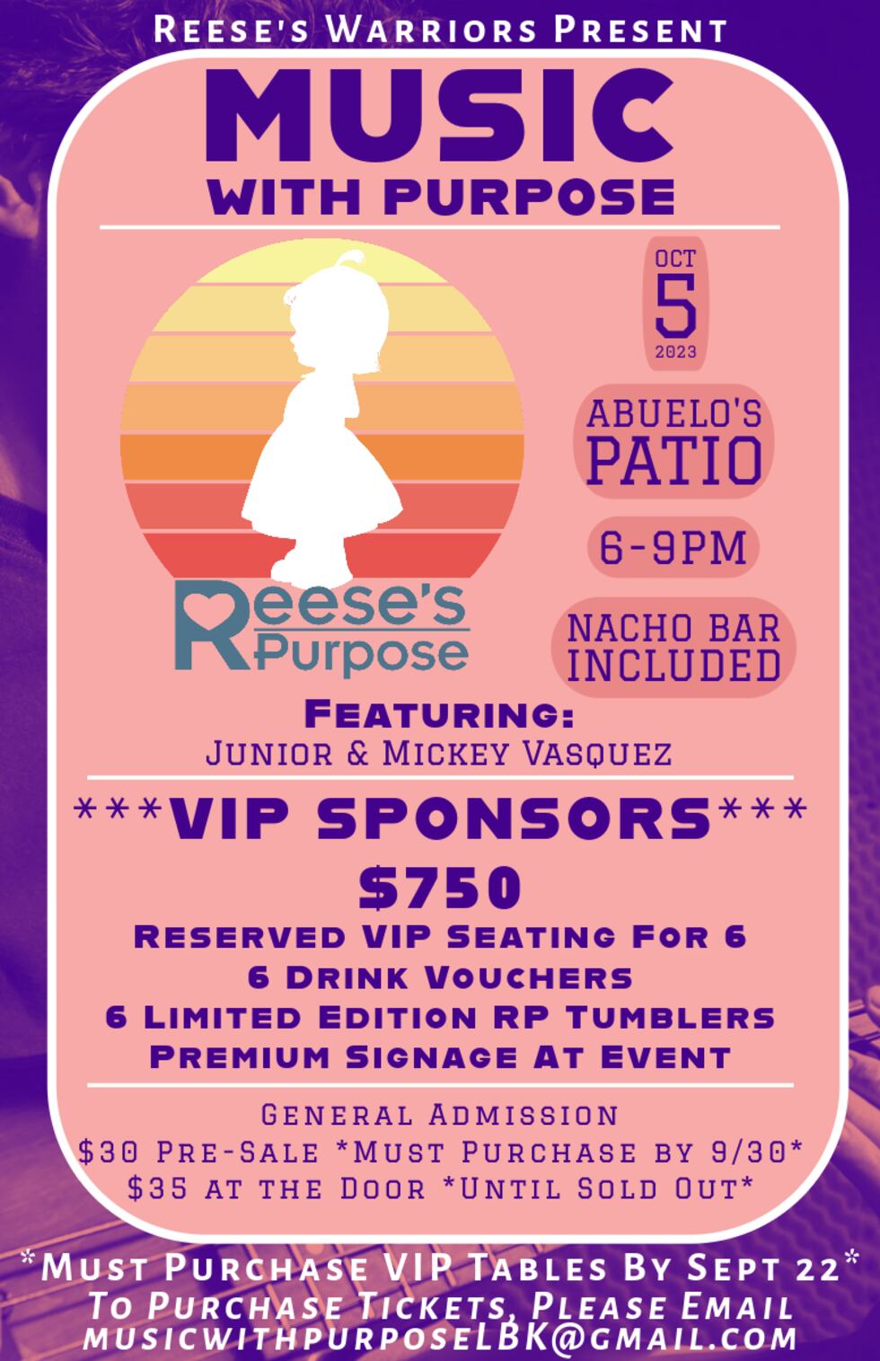 Non-profit organization Reese’s Purpose will host its fall benefit concert series starting...