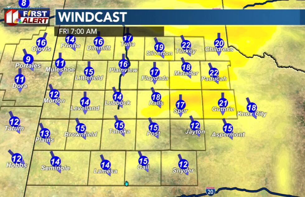 A brief ‘warm-up’ for the South Plains on Thursday. Afternoon highs returned to the upper 60s...