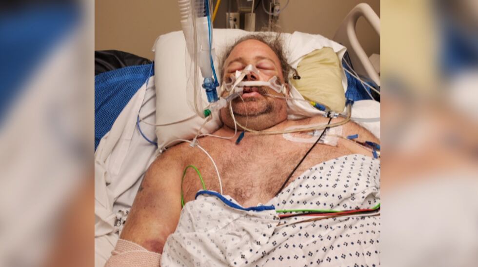 Eric Bollinger in the hospital after crash