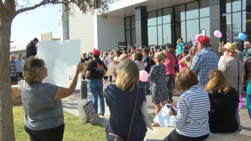 Gathering occurs outside of Citizens Tower to support ordinance outlawing abortions in city...