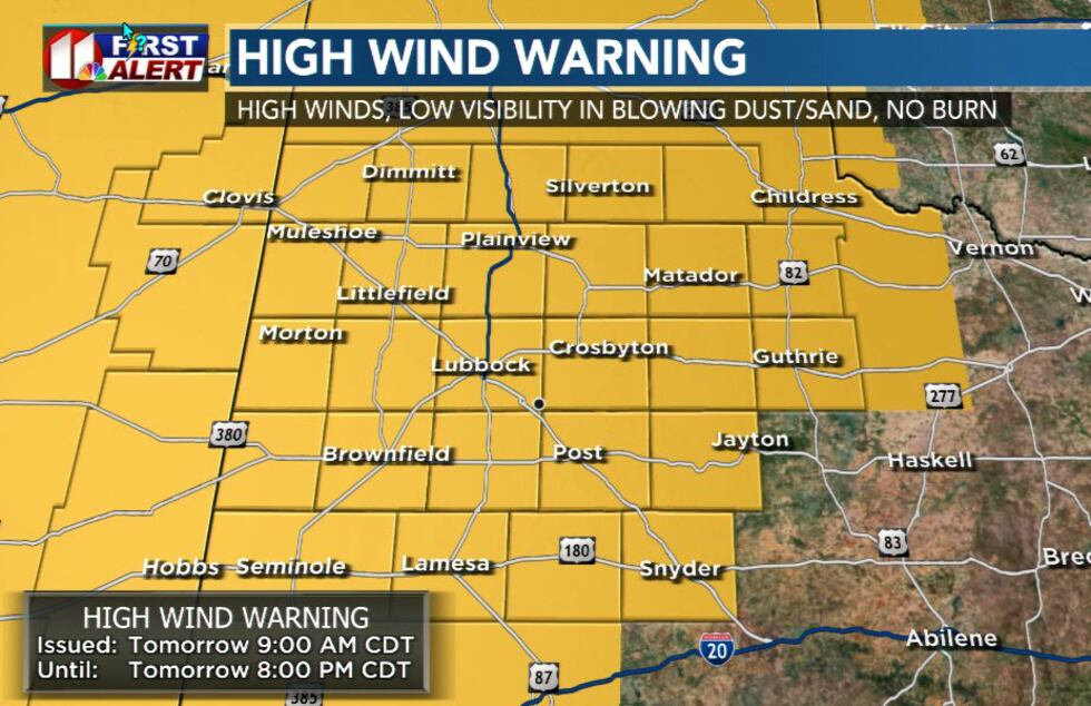 A First Alert Weather Day has been designated for Lubbock and the South Plains on Tuesday.
